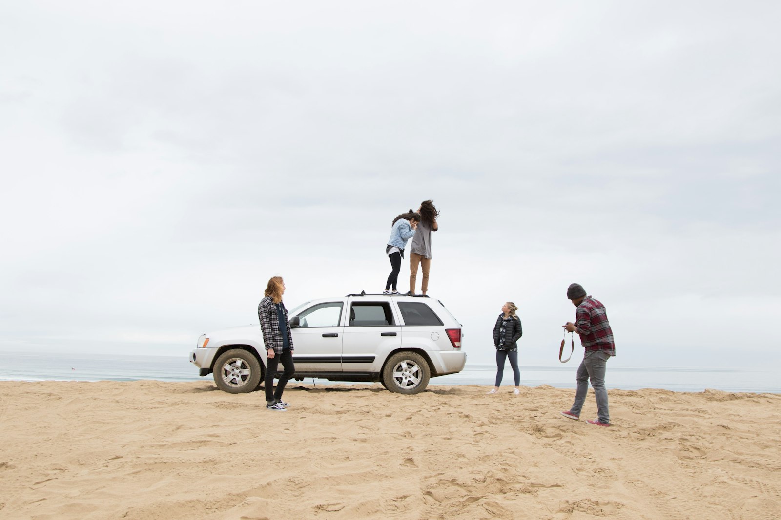 Group of friends on an adventure at golden hour